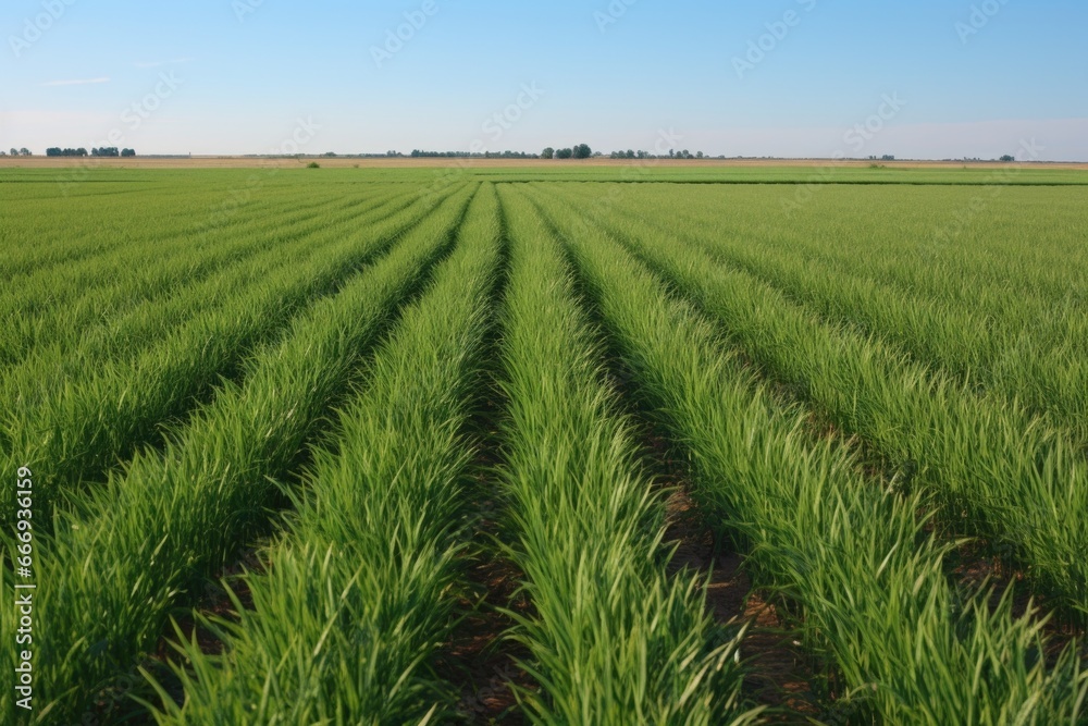 field of ripening crop, with one patch still green field of ripening crop, with one patch still green