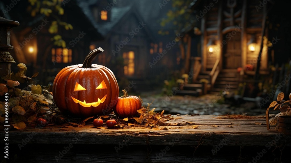 Fototapeta premium AI generated illustration of orange pumpkins for Halloween