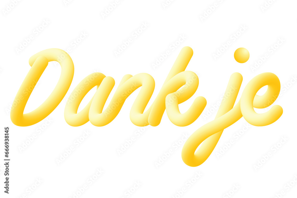 Dank Je text writing, Dutch for thank you. Fluid design and colorful.