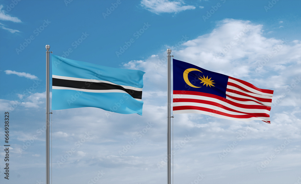 Malaysia and Botswana flags, country relationship concept