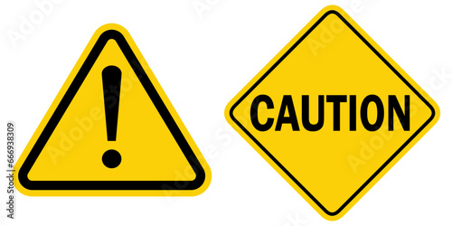 Hazard sign set, caution icon warning yellow sign. vector illustration. 