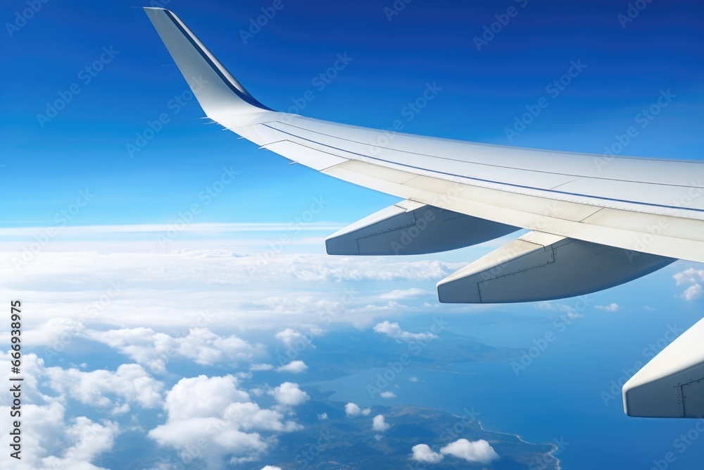 an airplane wing taken from a window during flight an airplane wing taken from a window during flight