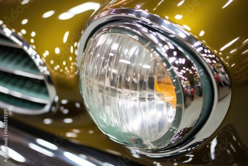 close-up shot of vintage car headlights after polishing © altitudevisual