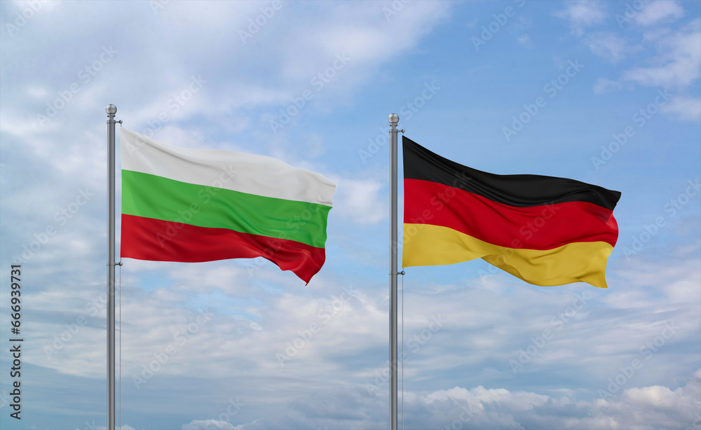 Germany and Bulgaria flags, country relationship concept Germany and Bulgaria flags, country relationship concept