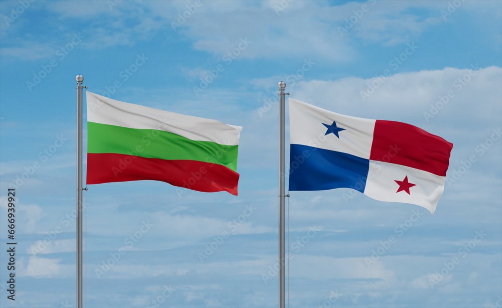 Panama and Bulgaria flags, country relationship concept Panama and Bulgaria flags, country relationship concept