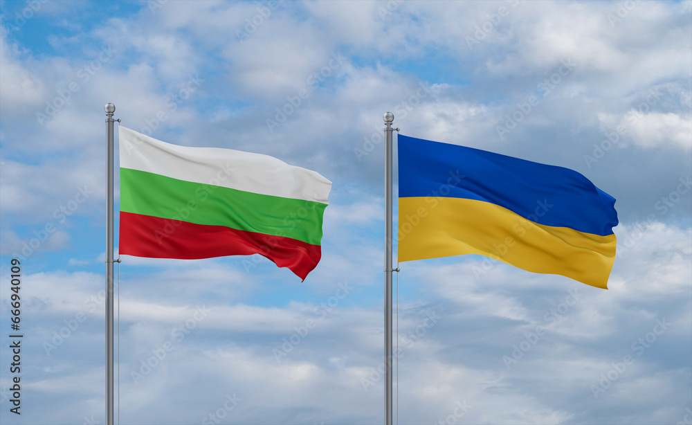 Ukraine and Bulgaria flags, country relationship concept Ukraine and Bulgaria flags, country relationship concept
