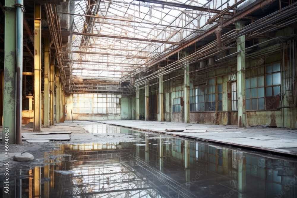 interior shot of empty glass factory