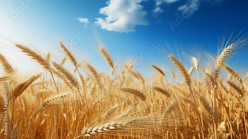 A golden field of wheat blowing in the wind
