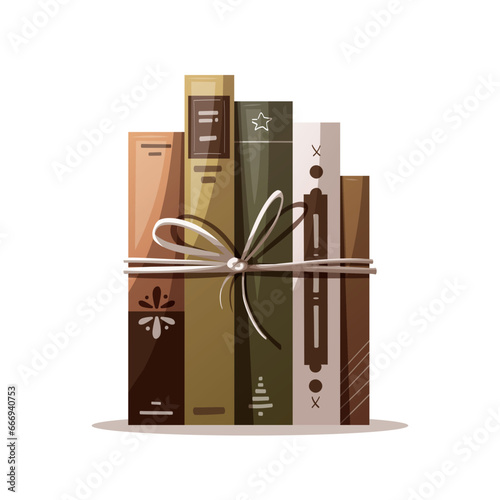 Stack of books. Bookstore, bookshop, library, book lover, bibliophile, education concept. Isolated vector illustration.