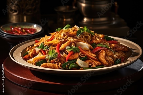  stir-fried drunken noodles with chicken, shrimp, or vegetables