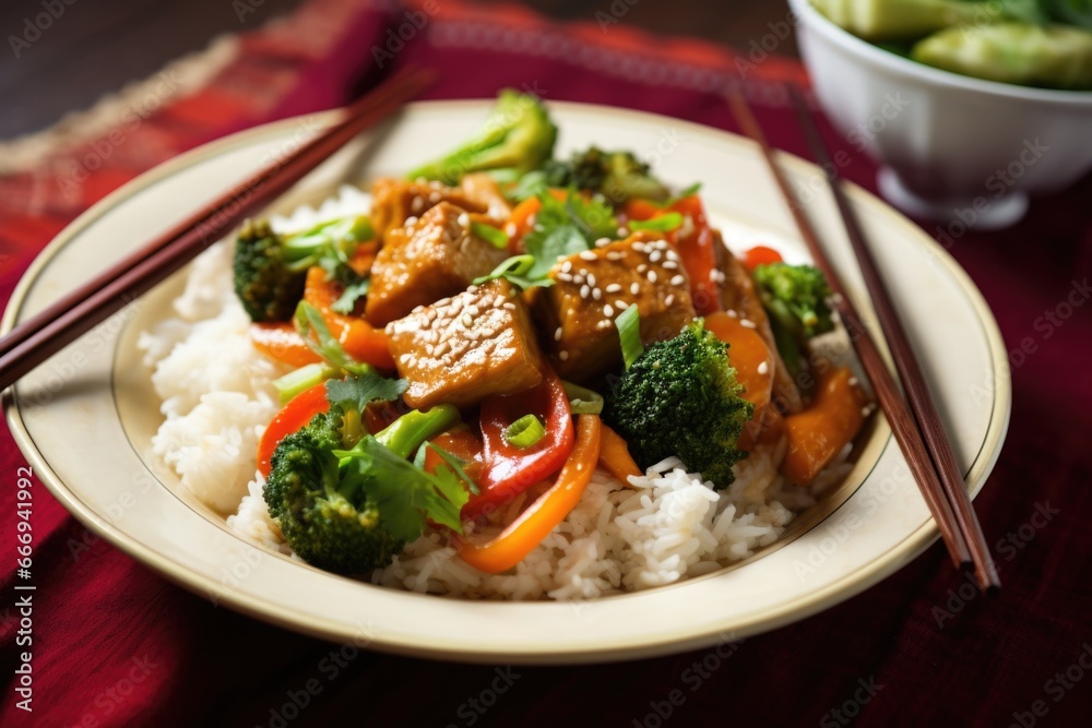 honey-glazed tofu stir-fry with vegetables honey-glazed tofu stir-fry with vegetables