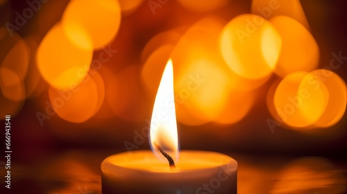 A close-up of a candle's warm, flickering flame
