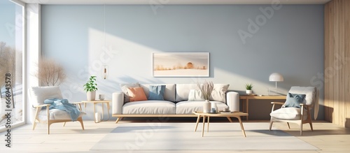 Contemporary Scandinavian flat interior design in