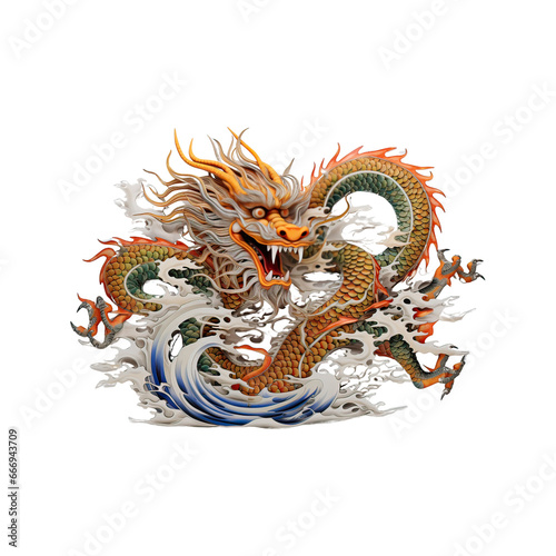 chinese dragon in red