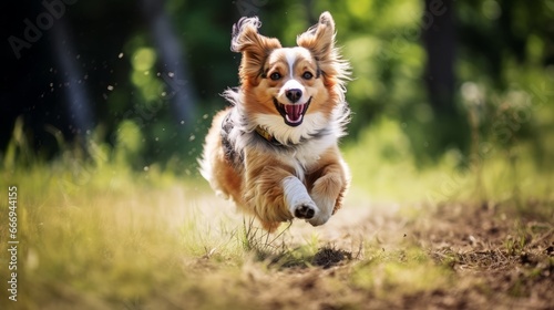 A cheerful dog chasing its tail with exuberance