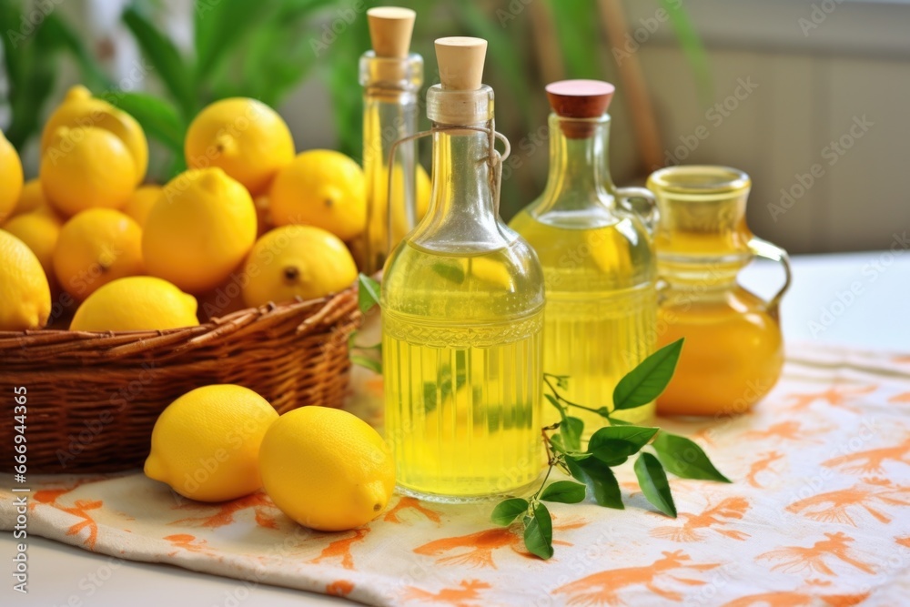 miniature bottles of homemade limoncello
