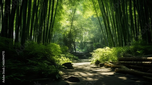 A bamboo forest with a serene  meditative ambiance