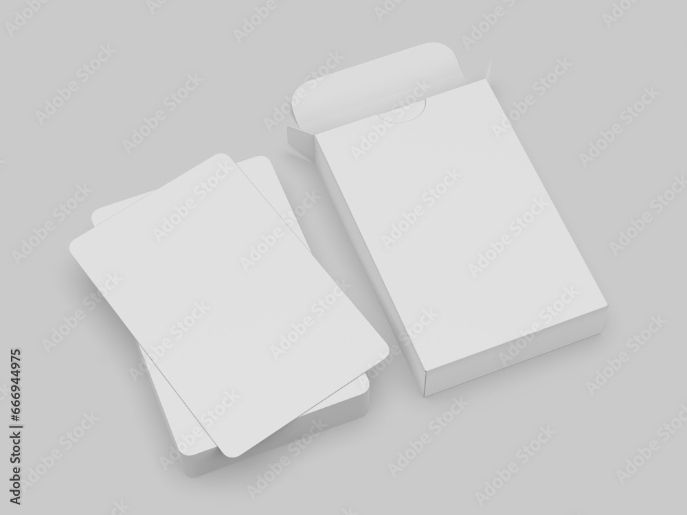 Blank playing cards box  packaging  template, 3d illustration. - obrazy, fototapety, plakaty 