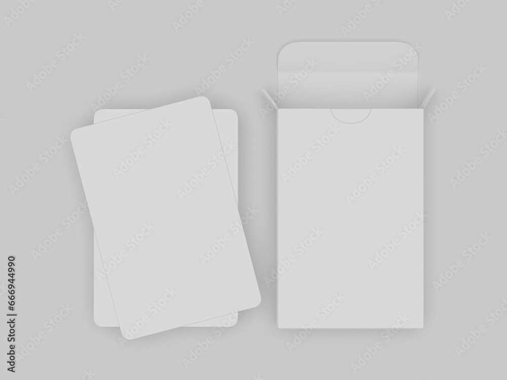 Blank playing cards box  packaging  template, 3d illustration. - obrazy, fototapety, plakaty 