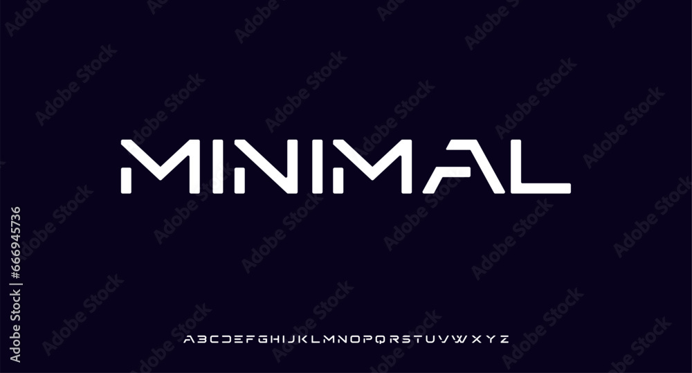 Minimal Modern Tech Alphabet Letter Fonts. Typography minimal style font set for logo, Poster. vector san sans serif typeface illustration.