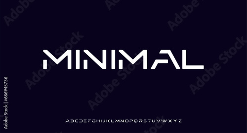 Minimal Modern Tech Alphabet Letter Fonts. Typography minimal style font set for logo, Poster. vector san sans serif typeface illustration.