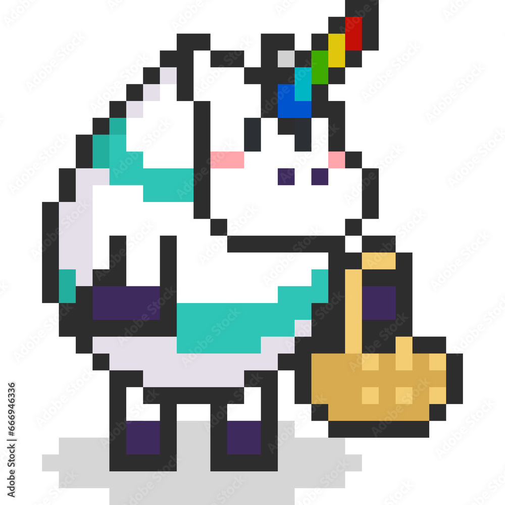 Pixel art unicorn character cosplay as easter egg