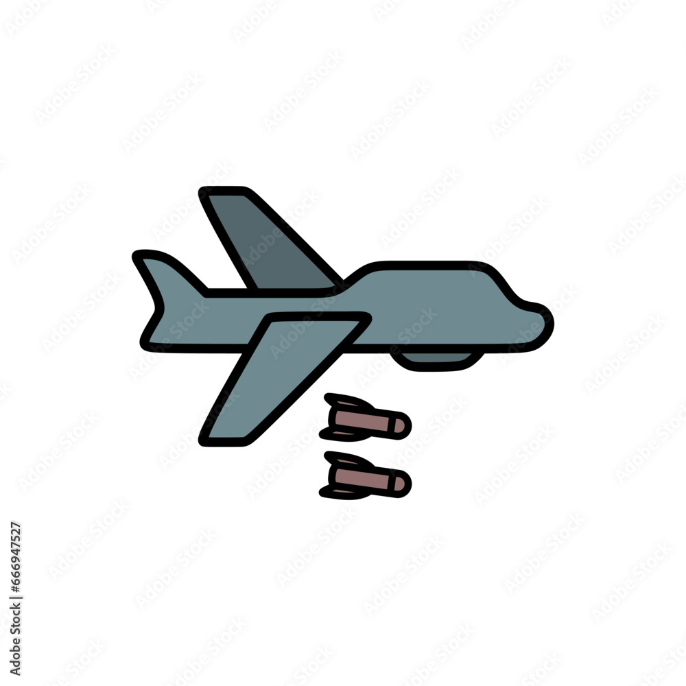 Obraz premium Bomber plane in colored icon. War design element template vector illustration in trendy style. Editable graphic resources for many purposes.