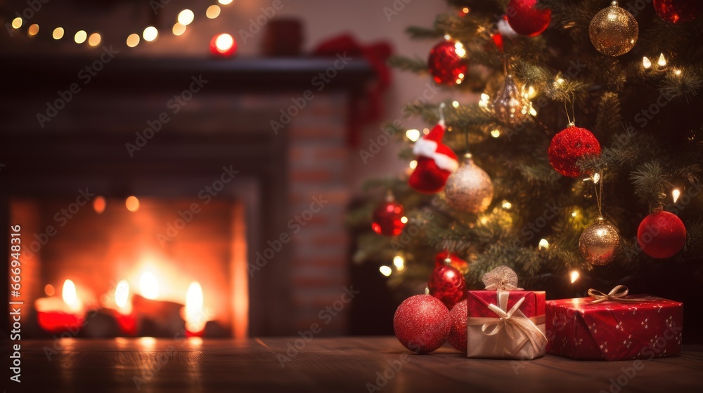 Christmas Tree with Gifts and Decorations. AI generated Christmas Tree with Gifts and Decorations. AI generated