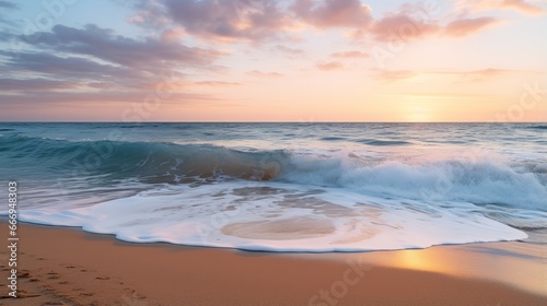 A tranquil beach sunrise with gentle waves © Cloudyew