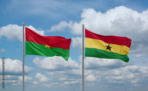 Ghana and Burkina Faso flags, country relationship concept