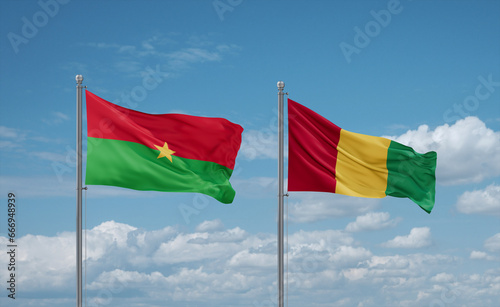Guinea and Burkina Faso flags, country relationship concept