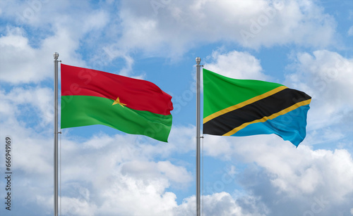 Tanzania and Burkina Faso flags, country relationship concept