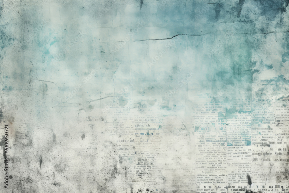 Fototapeta premium Grunge newspaper with a rough paper background, light navy and cyan