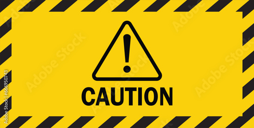 Hazard sign, caution icon warning yellow sign. vector illustration.