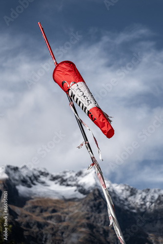 A windsock in the mountains