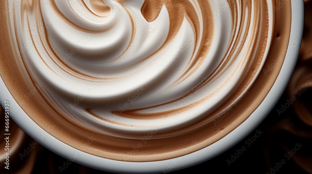 A swirl of creamy latte art in motion A swirl of creamy latte art in motion