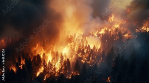 Drone View Photo of Forest Fire Disaster  Global Warming Issue 