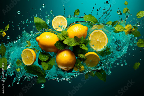 Limon hierbabuena hielos - te helado - Bebida refrescante photo