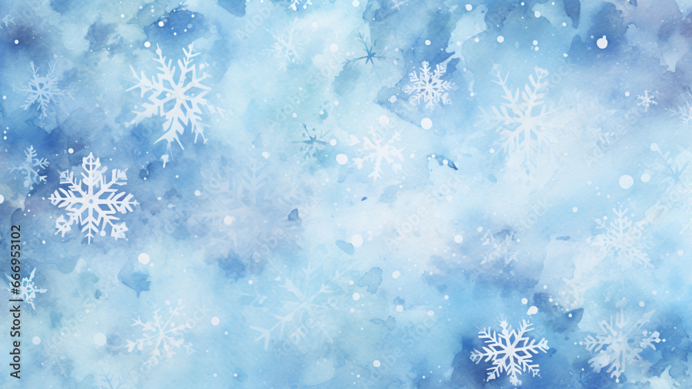 Christmas Winter Blue and White Snowflakes Snow Fall Background Text Space Gift Xmas, Generative AI