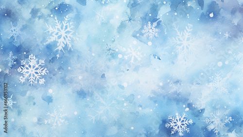 Christmas Winter Blue and White Snowflakes Snow Fall Background Text Space Gift Xmas, Generative AI