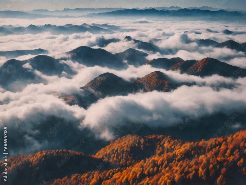 Fototapeta premium Mountain and cloud landscape 