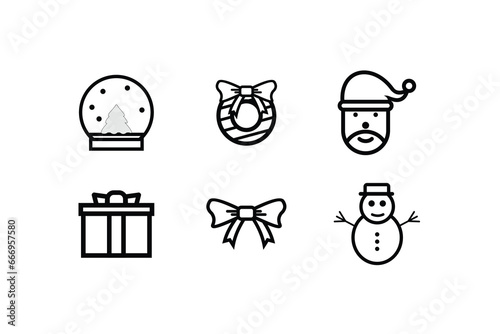 Christmas icons set. Vector illustrations.