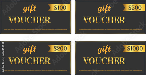 Isolated set of gift vouchers