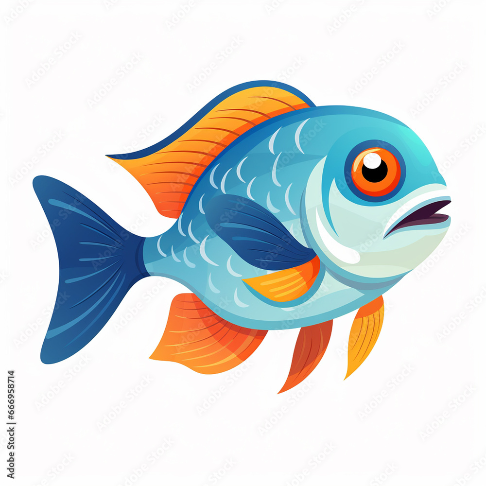 Spellbinding exotic fish swimming in ocean illustration
