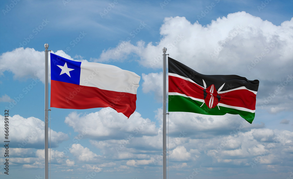 Kenya and Chile flags, country relationship concept Kenya and Chile flags, country relationship concept