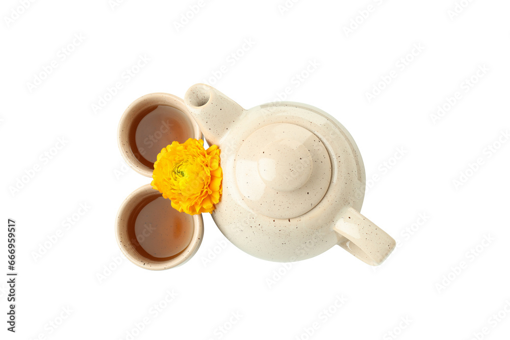 PNG, Asian tea concept, two cups and teapot, isolated on white background. PNG, Asian tea concept, two cups and teapot, isolated on white background.