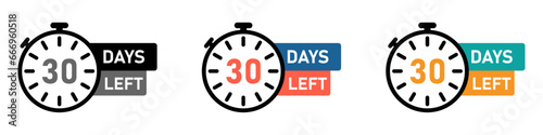 30 days left vector countdown icons set
