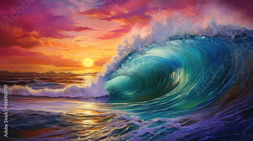 Summer waves Sunset Painting 