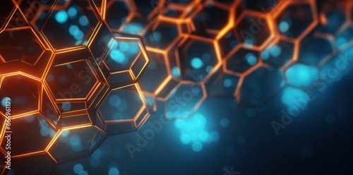 Luminous Hexagons  Abstract Background with Glowing Lights for Business Technology