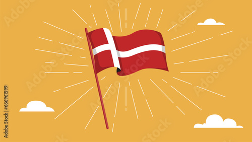 Denmark Flag Hand Drawn Vector Illustration